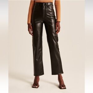 Abercrombie & Fitch High Rise Ankle Straight Vegan Leather Pants